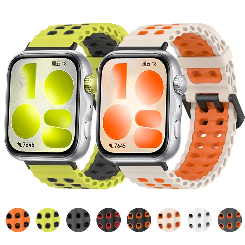 Atmungsaktives Armband für Huawei Watch Fit 5 Pro, Sport-Silikonband, bequemes Armband für Huawei Fit3 Fit4 Fit4Pro Fit5 Correa