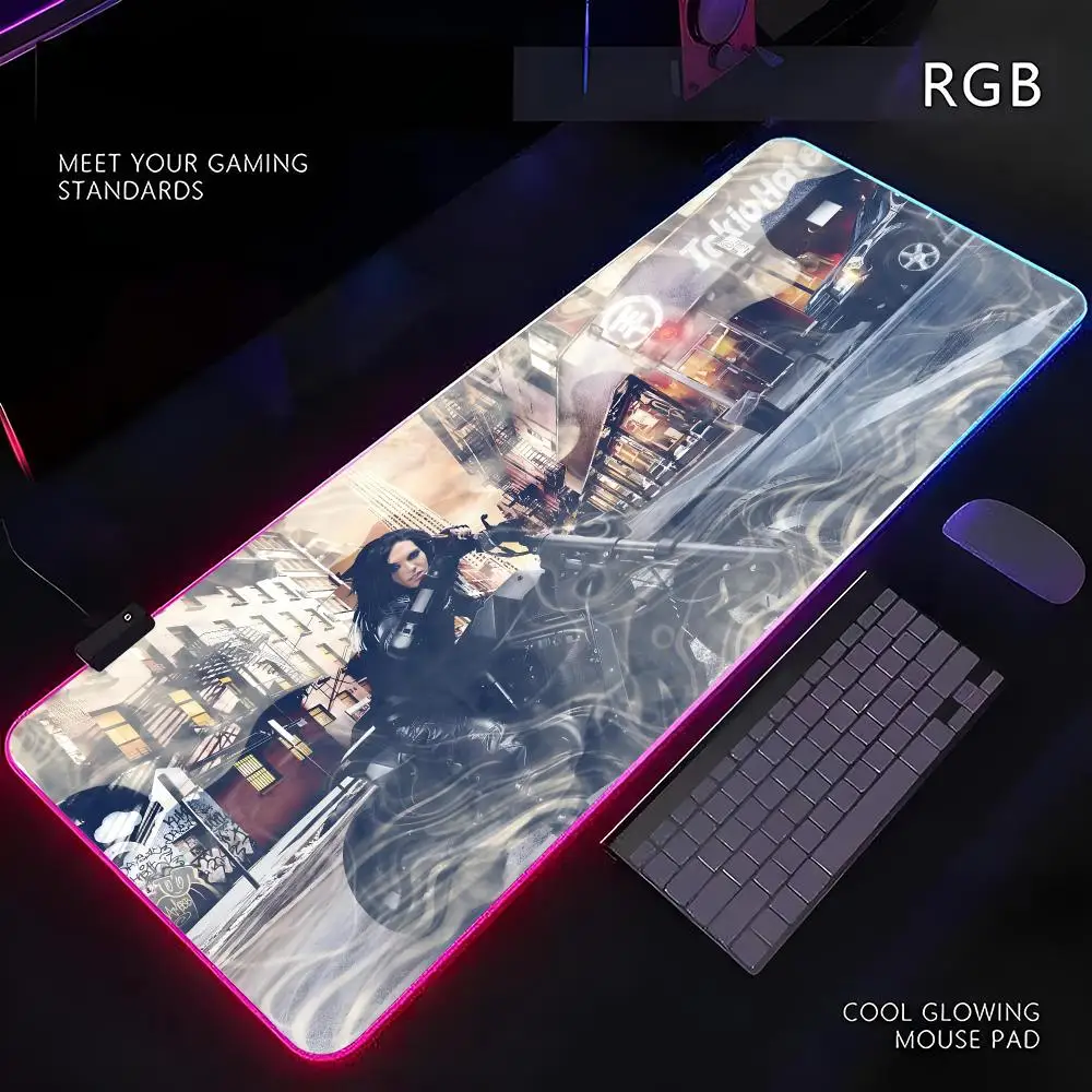 Tokio Hotel Mouse Pad RGB Gamer LED Light Mouse Mat Peripherals Mousepad Computer Desk Mat XL Mice Keyboard Carpet