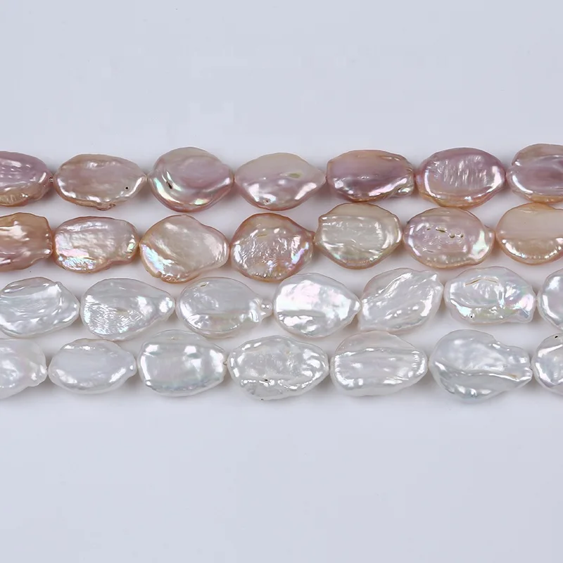 Wholesale 14-17mm Natural White Pink Baroque Freshwater Pearl Strand