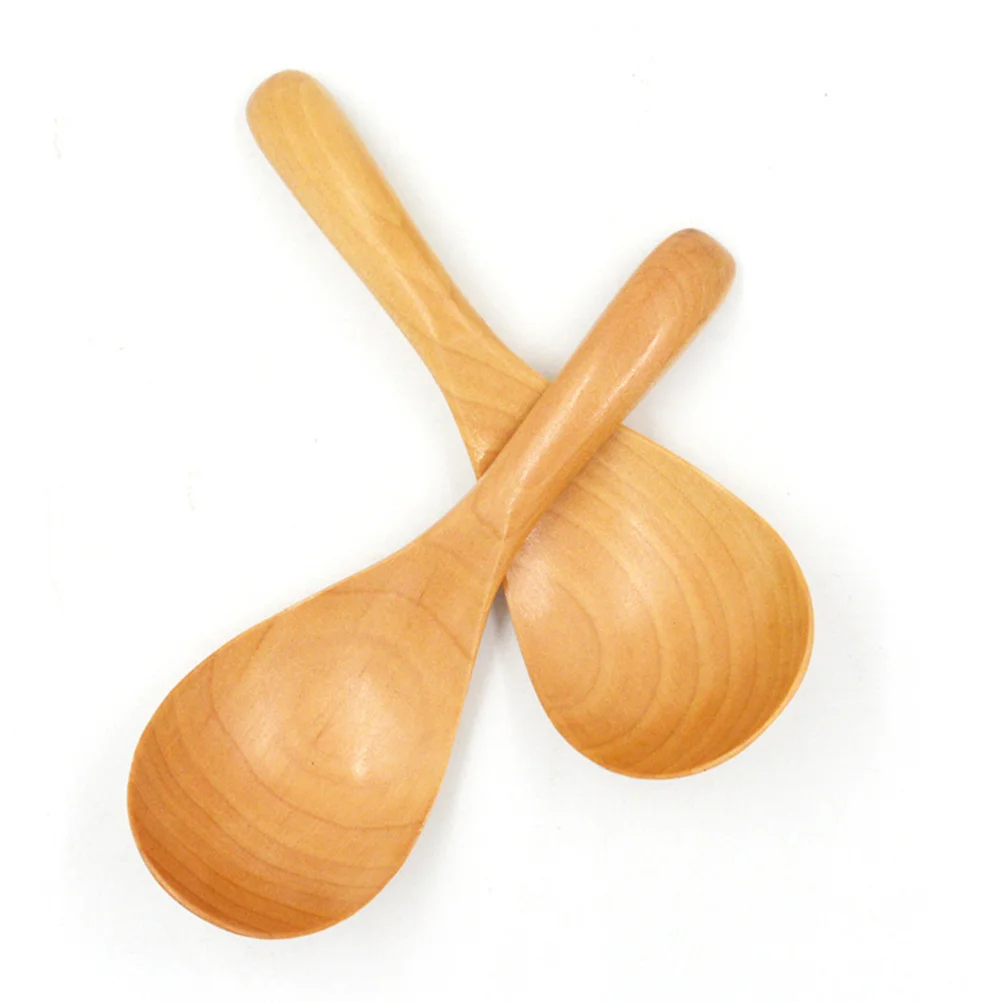 

2Pcs Rice Spoon Wooden Natural Material Thick Ergonomic Handle Stirring Spoon for Rice Cooker Soup Coffee Curry Use