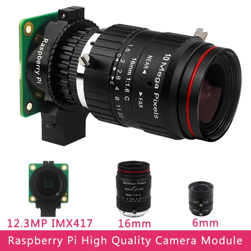 12.3 MP Raspberry Pi High Quality Camera with Sony IMX477 Sensor Optional 6mm CS 16mm C-mount 8-50mm Lens for Pi 4B 3B Zero 2 W