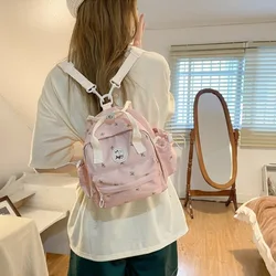 Cute Flower Printed Mini Backpack Large Capacity Zipper Women's Handbag Multifunctional Shoulder Bag Outdoor