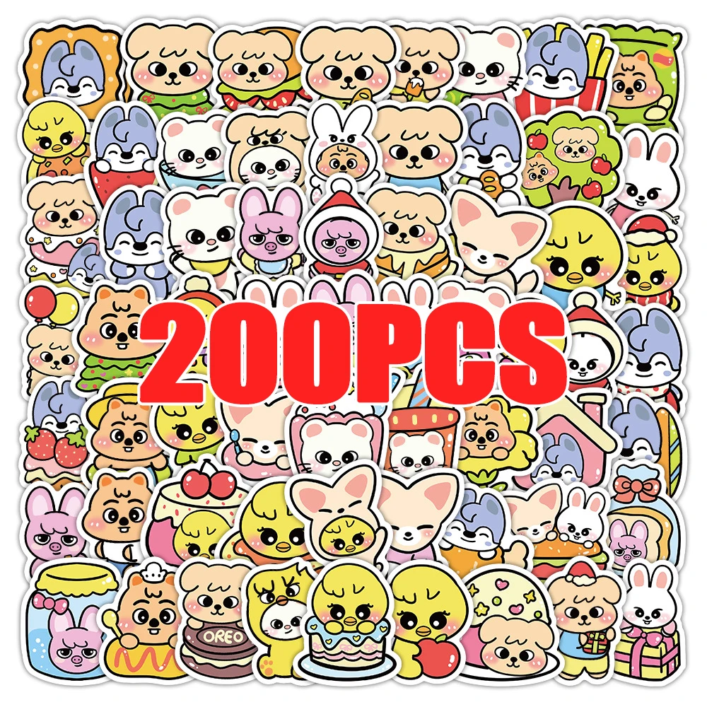 

100/200pcs Skzoo Cute Cartoon Stickers, Animal Collection Stickers, Stray Kids Graffiti Decoration Stickers Toys Gift