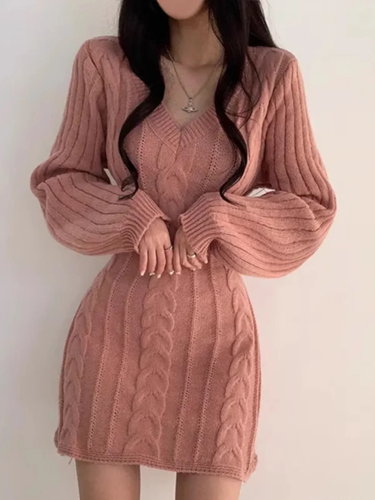Printemps tricoté Dr femmes coréennes Sle Vintage torsion Ba fendu minceur moulante jupe pull ort jupe a-ligne Dr