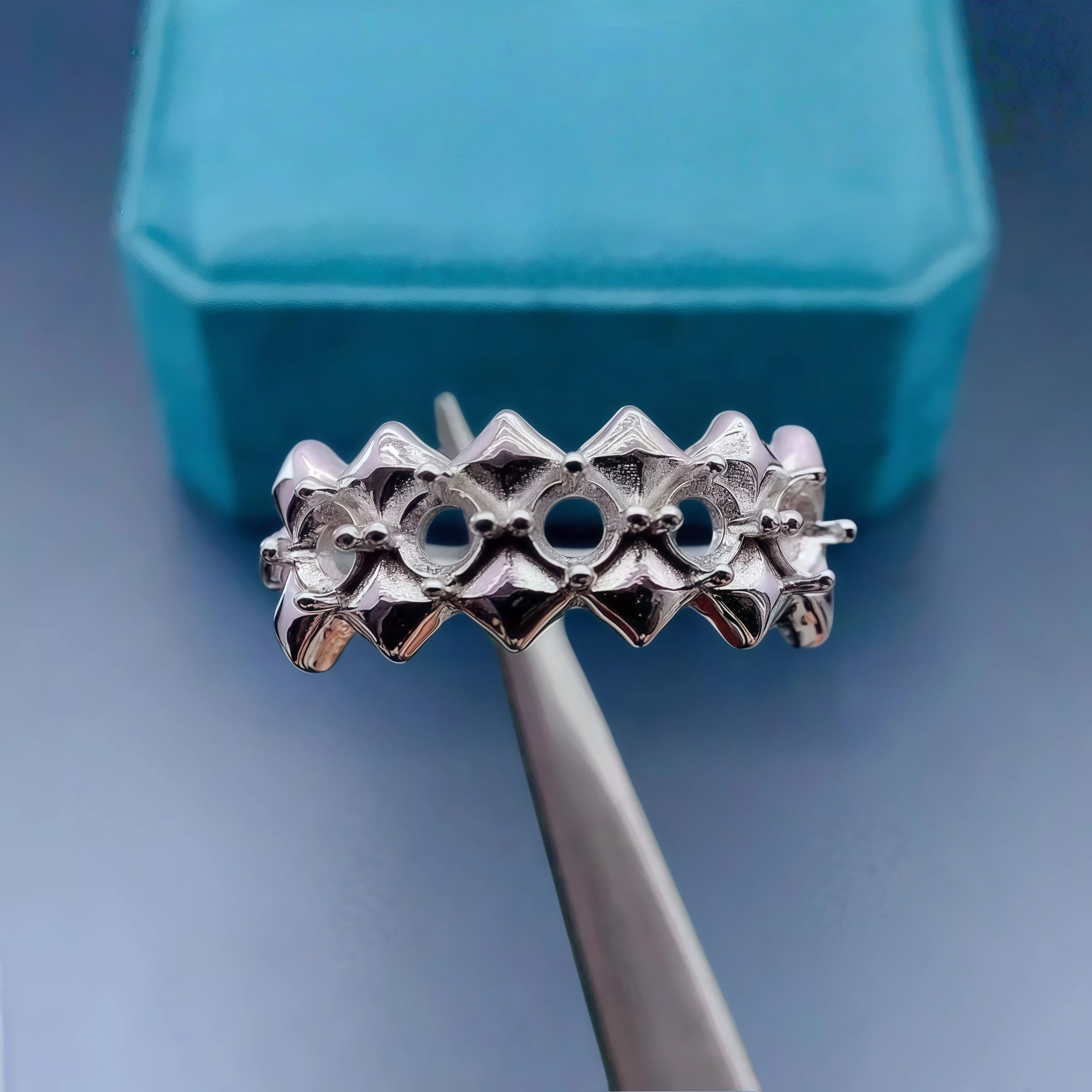 

Setting 3mm Round Stone Fashion DIY Empty Ring Holder S925 Sterling Silver Fine Design Charm Weddings Jewelry for Woman