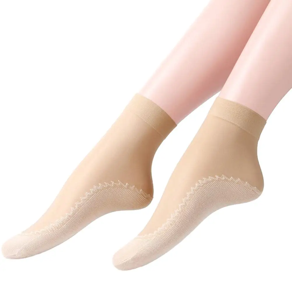 Women Short Socks Soft Velvet Silk Ankle Sock Spring Summer Non-Slip Transparent Thin Bottom Splice Ladies Breathable Boat Sock