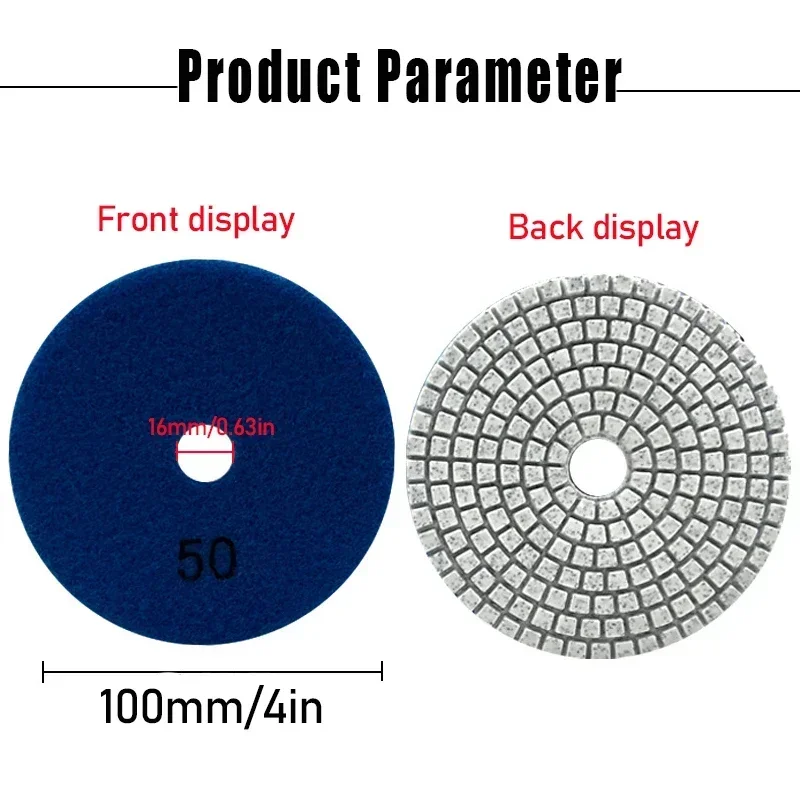 4-inch Diamond Water Polishing Pads 50-1000 Grit Diamond Sanding Wheel with Backer Pad for Polishing/Refurbishing Marble Granite
