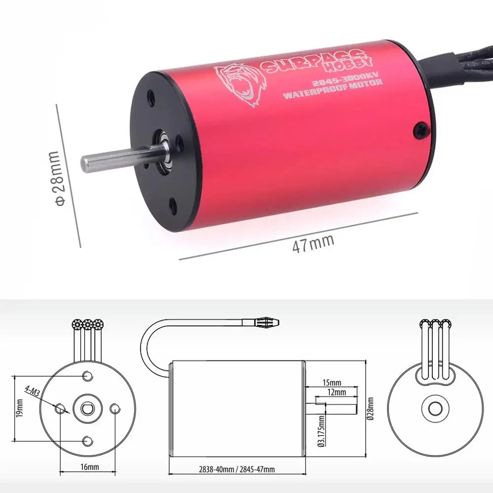 Wodoodporny 2845 bezszczotkowy silnik 3800KV + 35A ESC + S0600P 6KG serwo do samochodu Rc Traxxas HSP Monster Buggy Off Road 1/12 RC