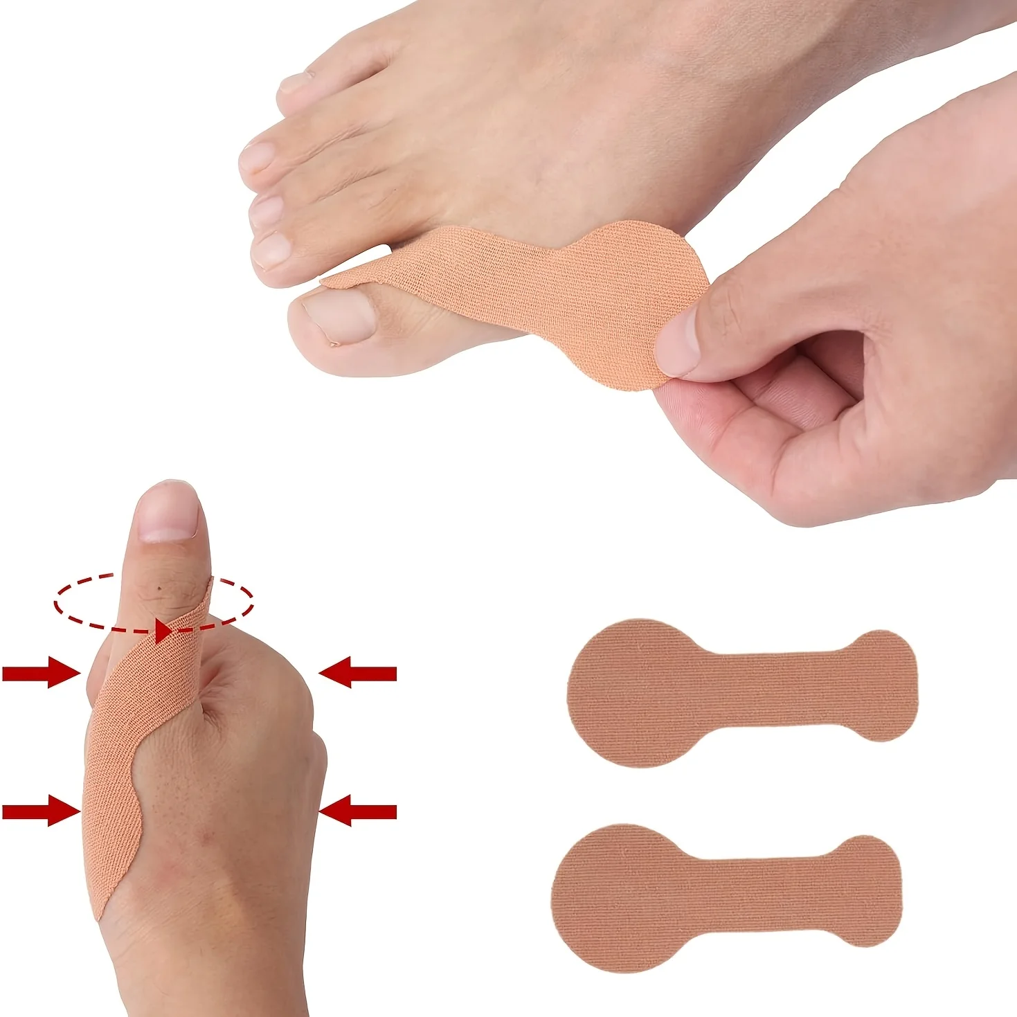 10PCS Big toe eversion correction patch, foot care, toe separation device, sports toe protection tape, multi-color optional
