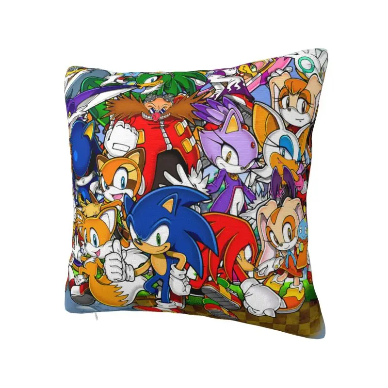 Custom Soft Baby S-Sonics The Hedgehog Throw Pillow Case Decoration Square Video Game Cushion Cover Pillowcover for Living Room