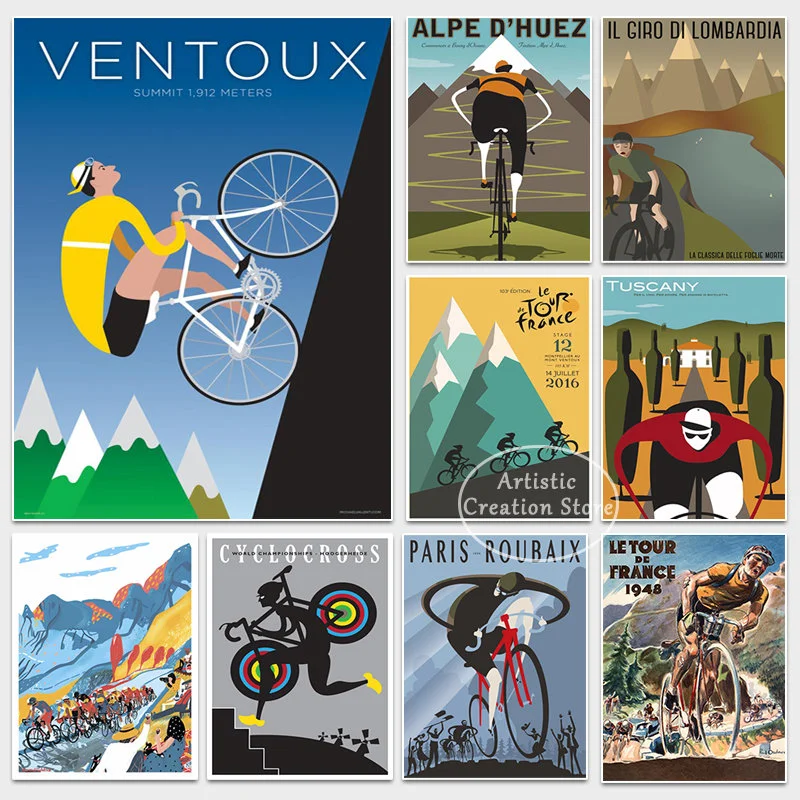 Classic Tour France Designs Bike Cycling Poster Retro Art Prints Canvas Painting Minimalist Living Room Home Decor Wall Pictures