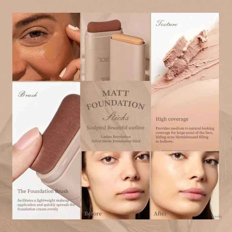 Matte Concealering with Brush Waterproof and Portable Makeup Long Lasting Contouring Makeup