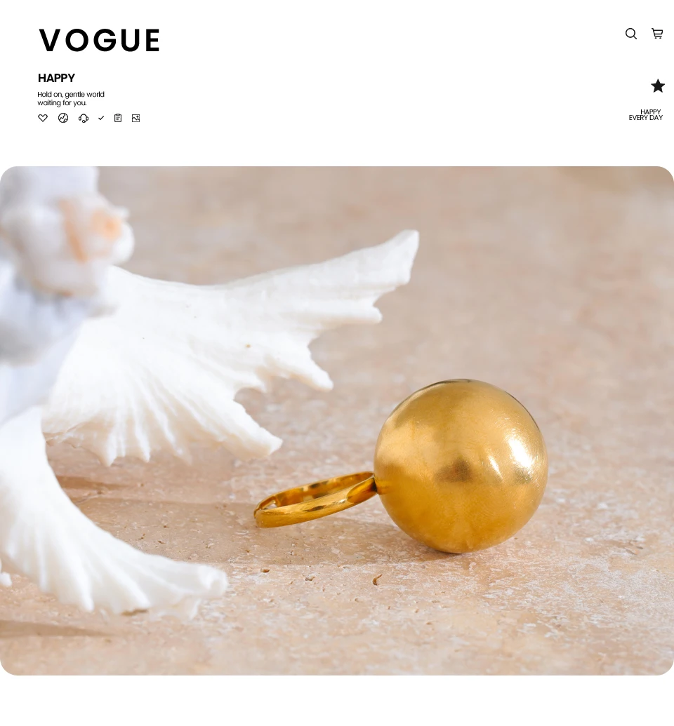 Yhpup Stilvoller, einzigartiger Edelstahl-Ring, 26 mm, große Kugel, verstellbar, 18 Karat Goldfarbe, wasserdicht, personalisierter Fingerschmuck, Geschenk – Detail 11