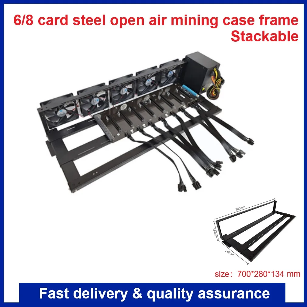 Steel Open Air Miner Case 6/8 GPU Mining Rig Frame For Ethereum Bitcoin Crypto Coin Currency Mining Rack Frame Case Stackable