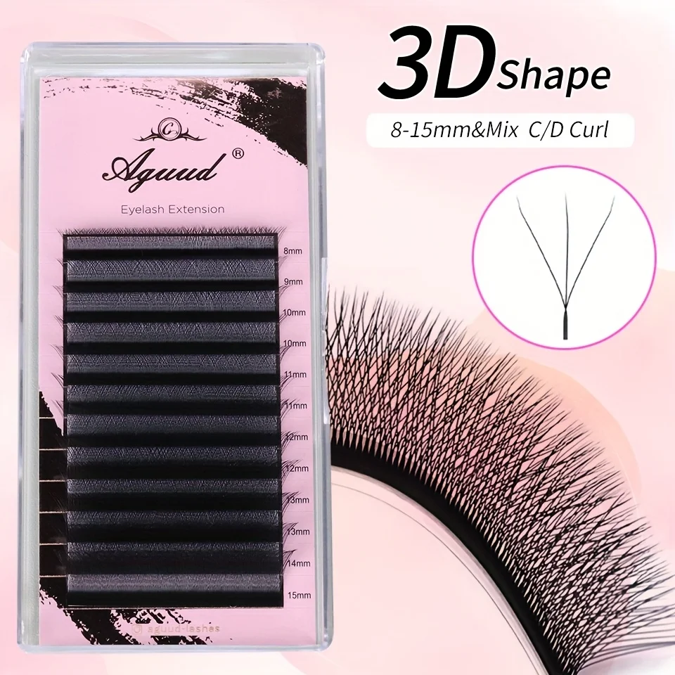 AGUUD YY 3D 4D W-förmige Wimpernverlängerung, weiche, natürliche, individuelle falsche Wimpern, fertige Bundles, 3D-Wimpernverlängerungszubehör – Detail 1