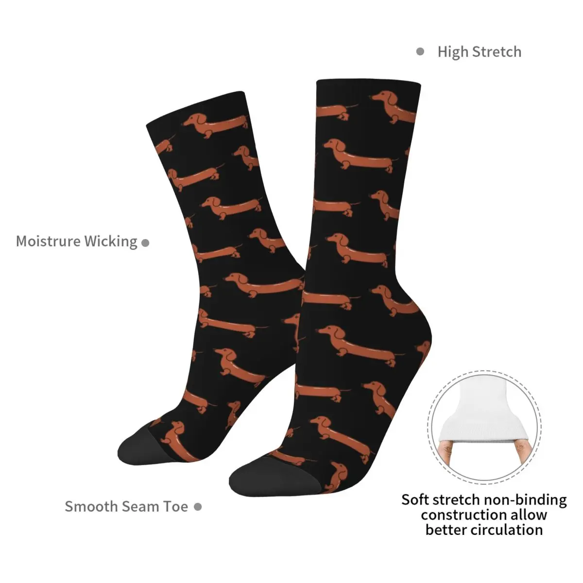 Sausage Dog Puppy Funny Dachshund Socks Harajuku High Quality Stockings All Season Long Socks  for Man's Woman's Christmas Gifts