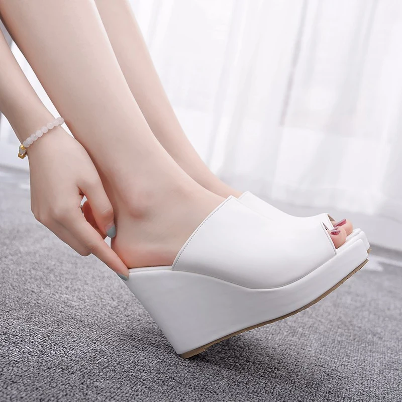 High Heels Ladies Sandal Non-slip Wedge Heel Comfortable High Heels Shallow Open Toe Platform Slipper for Ladies