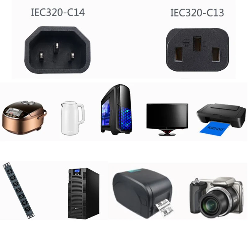 Uniwersalny przewód zasilający IEC320 C14 do 2 C13 C5 C8 UPS PDU 2 w jednym C14 do podwójnym C13 przedłużenie złącza linia danych kabel 10A 30CM