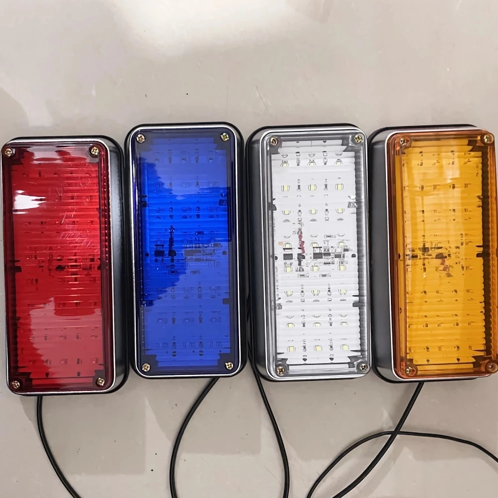 1 Set Rectangle Ambulance Strobe Lights LED Stroboscope 12V / 24V Police Warning Light Fire Truck Flashing Light Accessory Part