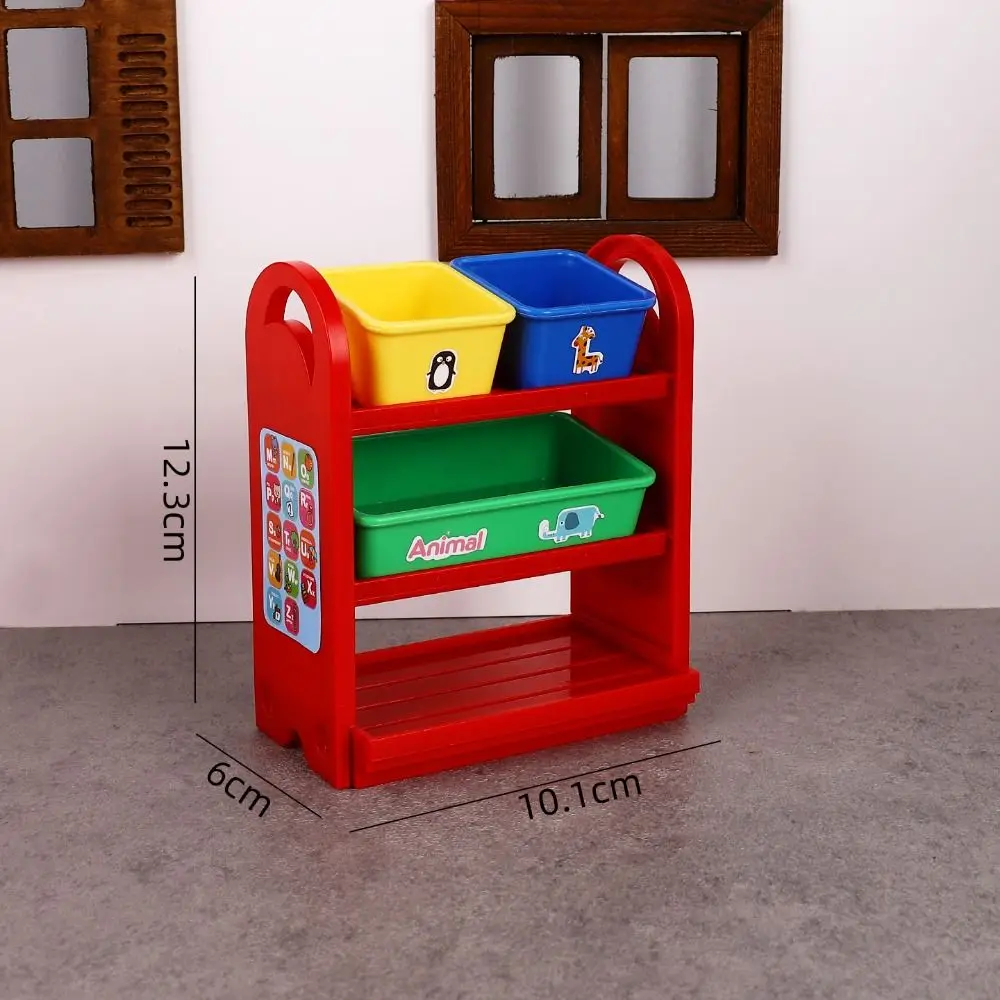 1/6 Scale Dollhouse Miniature Storage Rack Miniature Model DIY Accessories House Display Stand 3 Miniature Baskets Space-Saving