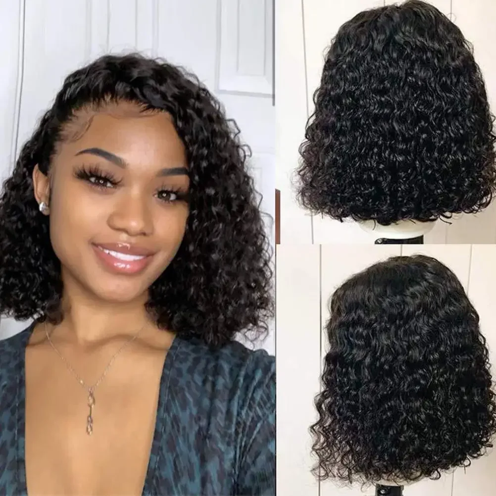 

14 inches Short Bob Wigs Deep Wave Rose Net Wigs Short Curly Bob Wig Glueless Machine Made Wigs For Women