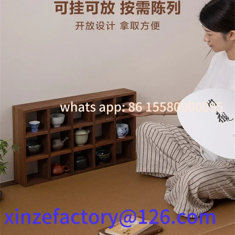 カスタマイズ可能な日本の畳ティーテーブル、多機能出窓、環境に優しいブラックウォールナット