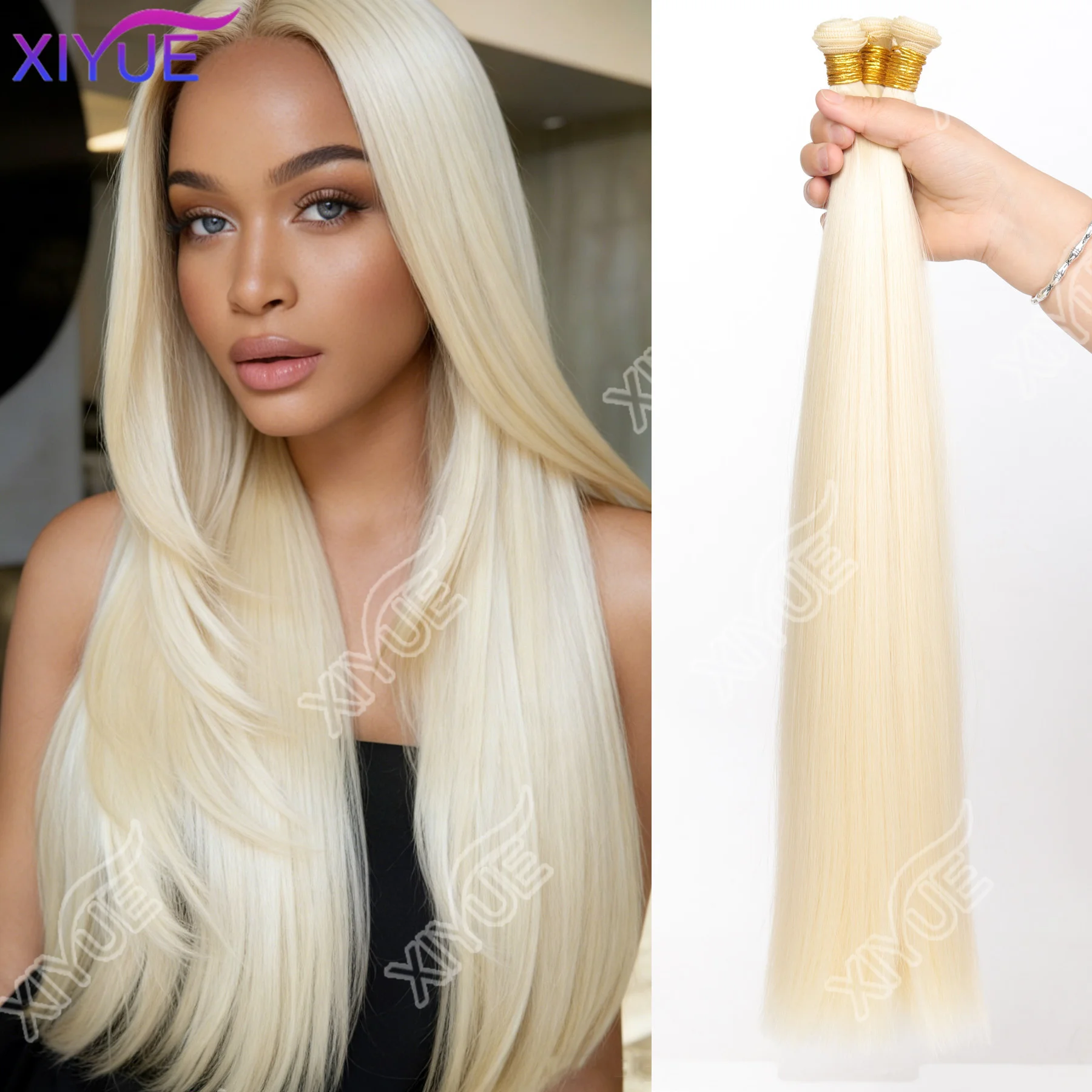 

Наборы синтетических прядей XIYUE Blonde Bundles, прямые, 3 шт., термостойкие, для наращивания волос, цвет золотистый