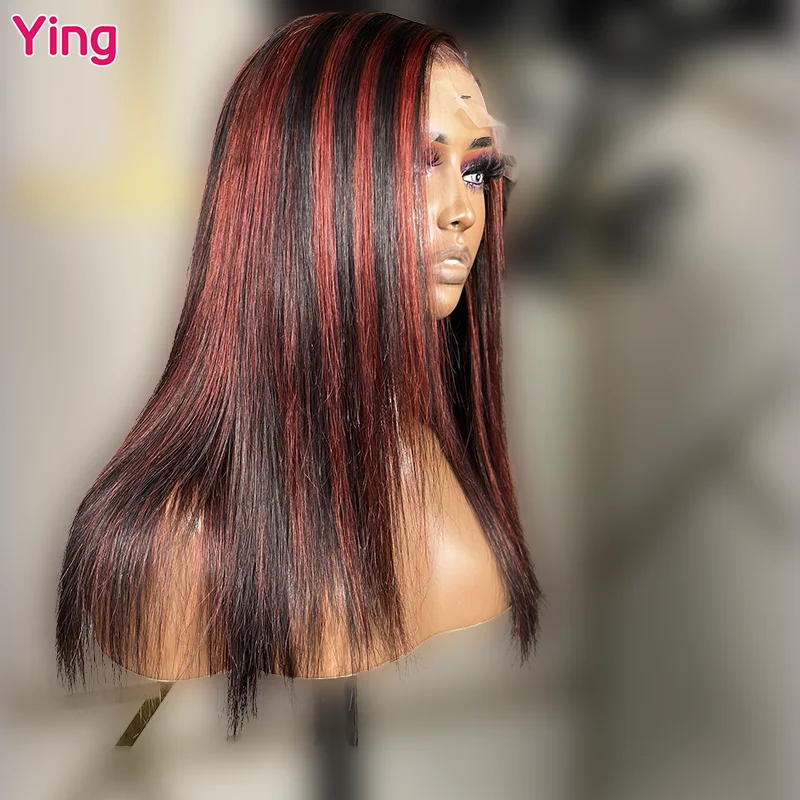 

Ying Highlight Red 200% Peruvian Bone Straight 13x4 Lace Front Wig 13x6 Transparent Lace Front Wig PrePlucked With Baby Hair
