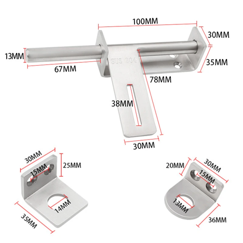 Stainless Steel Bolt 304 Heavy-Duty Left And Right Bolts Sliding Bolt Door Lock Latch