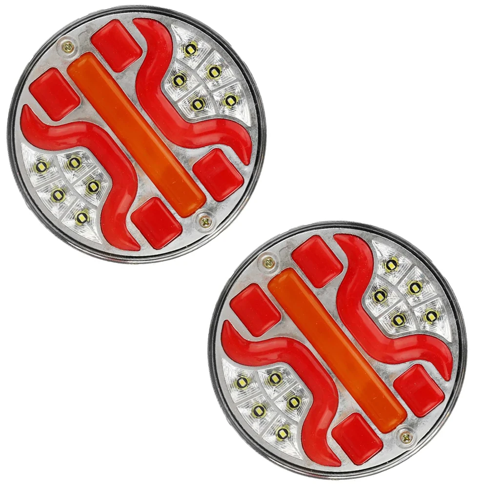 

Round LED 5 Inch Truck Taillight 4in1 Dynamic Tail Trun Signal Reverse Lamp Rear Brake Stop Light For Car Trailer Lorry RV