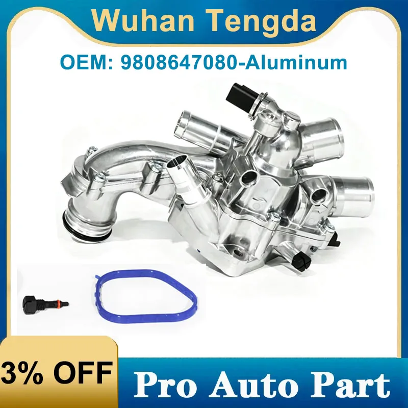 9808647080 Aluminum Thermostat  Engine Outlet Chamber Thermostat for Peugeot 207 308 3008 407 RCZ Citroen C4L Mini R55 R56 R57