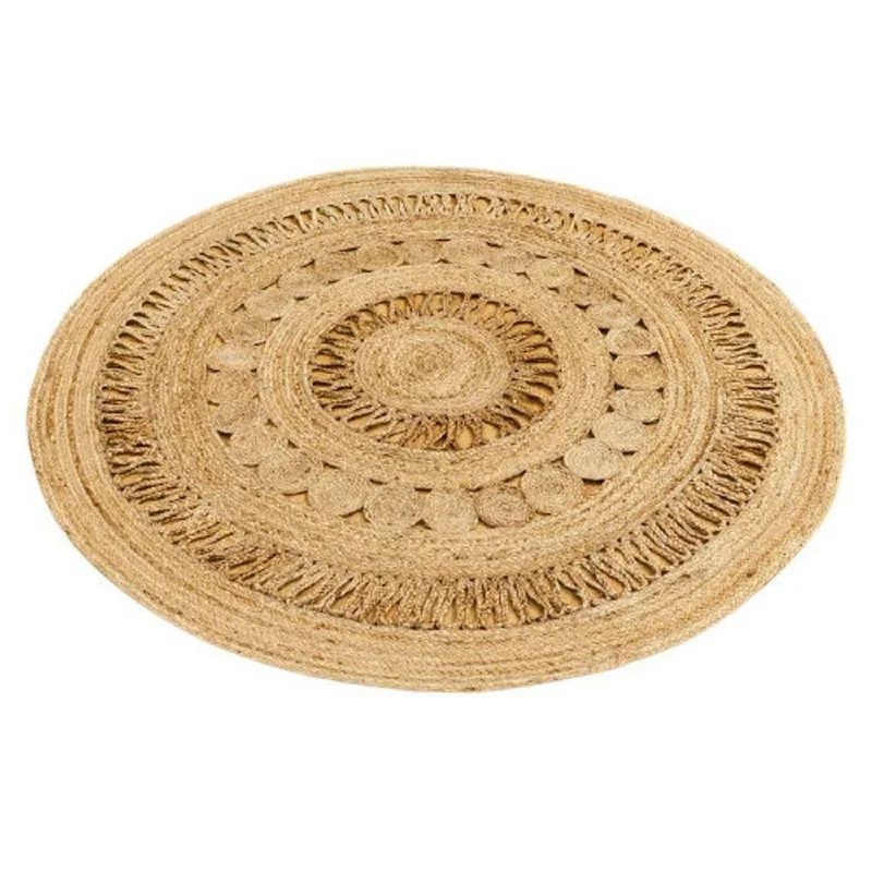 Rug Jute Round 100% Natural Woven Style Double Sided Rug Modern Country Look Rug