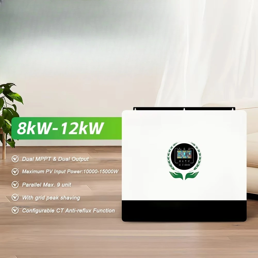 CKMIKE High Quality 8KW 10KW 12KW Dual  27A*2 Dual Outputs on Off Grid Anti-backflow Hybrid Solar Inverter for Wholesale
