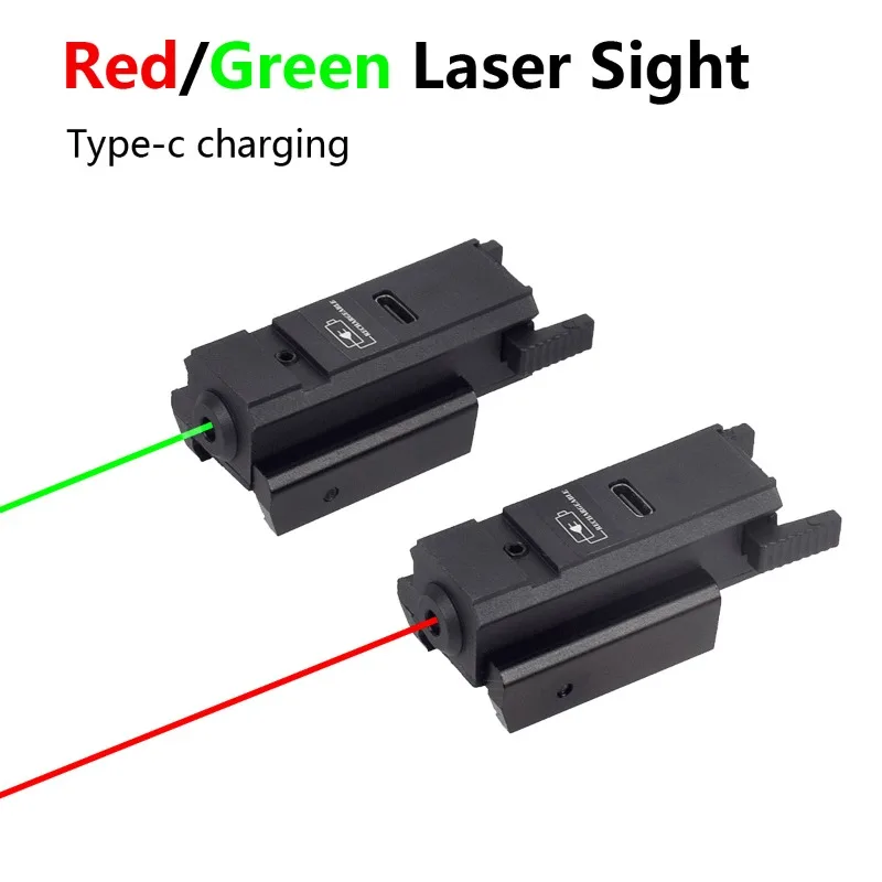 Tactical Mini Green Laser Sight USB Rechargeable Low Profile Rail Mount Infrared Laser Aiming Device