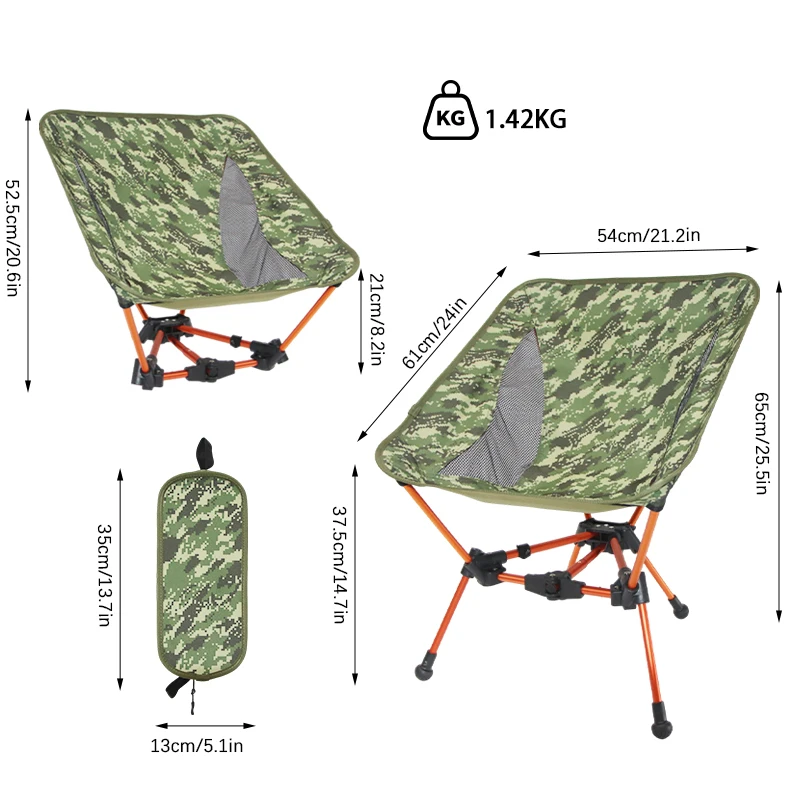 Lightweight Portable Heavy Duty Compact Folding Moon Chair Triangle Camping Chair