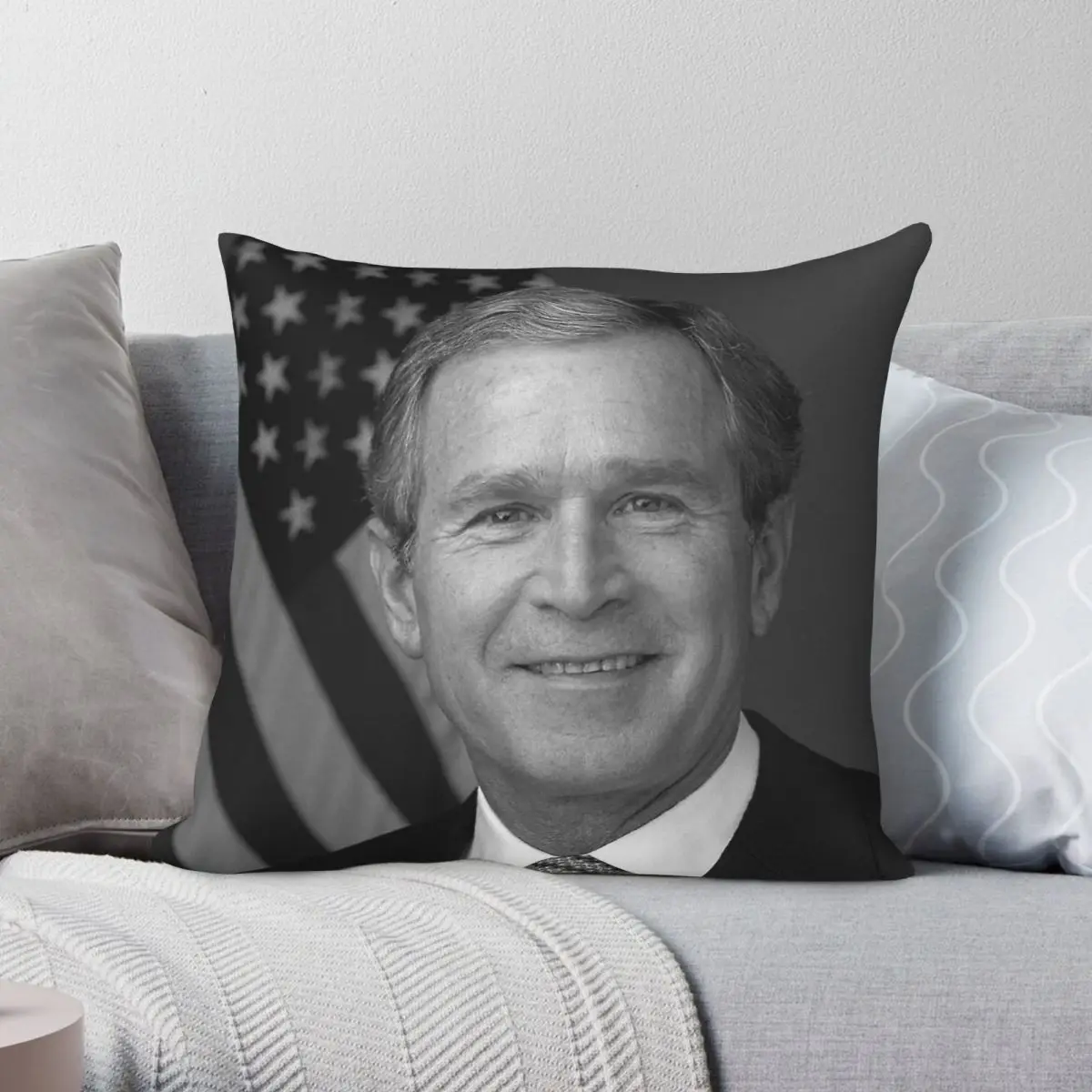 President George W. Bush Square Pillowcase Polyester Linen Velvet Pattern Decorative Throw Pillow Car Cushion Cover Wholesale