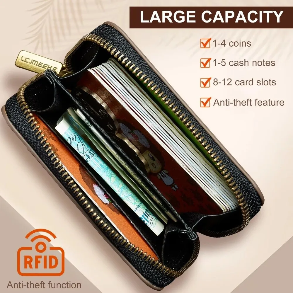 PU Leather Magnetic Phone Bag Anti-fraud Zipper Closure Leather Card Slot Wallet Card Slot Universal Phone Card Holder Wallet