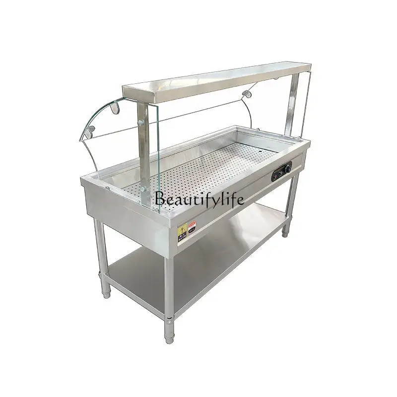 1Stainless steel insulation Taiwanese commercial heating Chinese fast food steamed vegetables glass cover sales cabinet