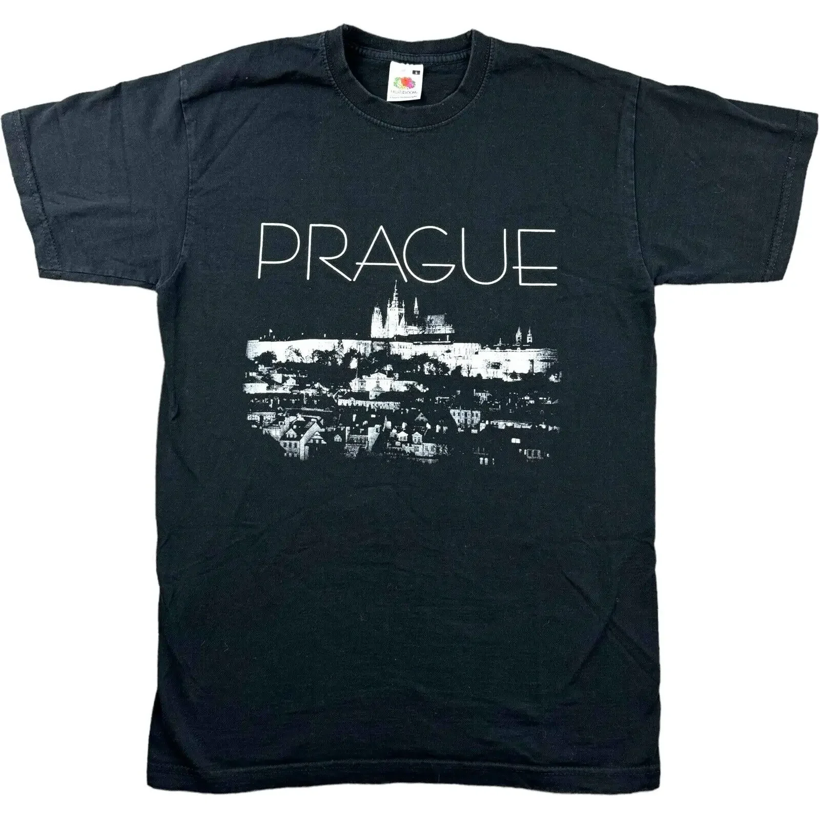 Prague T Shirt Small Black Tourist Holiday Travel Graphic Fruit Of The Loom