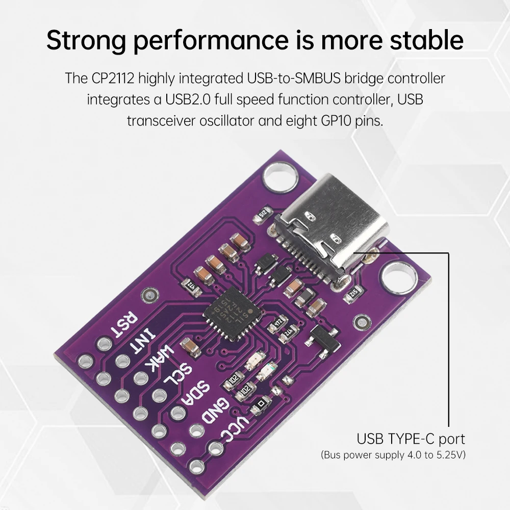 CP2112 Module USB to SMBus Bridge Controller USB to I2C Communication Module USB2.0 High Speed Transfer CCS811 Debug Board