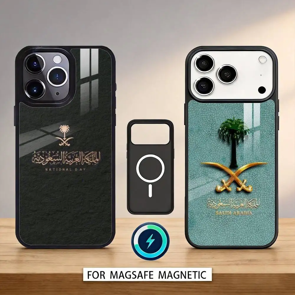 

Kingdom Of S-Saudi A-Arabia Flag Phone Case For iPhone17,16,15,14,13,12,Pro,Max,Magnetic For Magsafe Wireless Charging