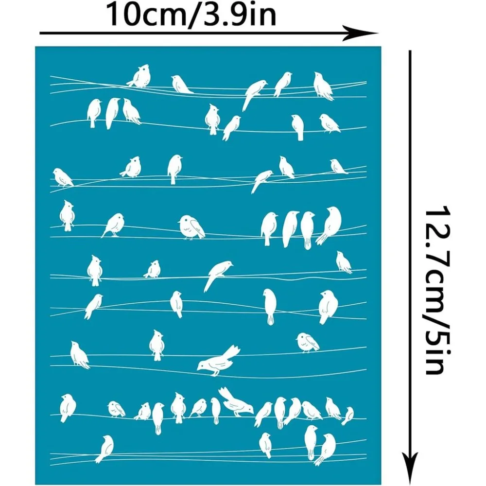 Clay Stencils Sparrow Bird Pattern Non-Adhesive Silk Screen Printing Stencil Reusable Washable Mesh Transfer Stencils Bird Mesh