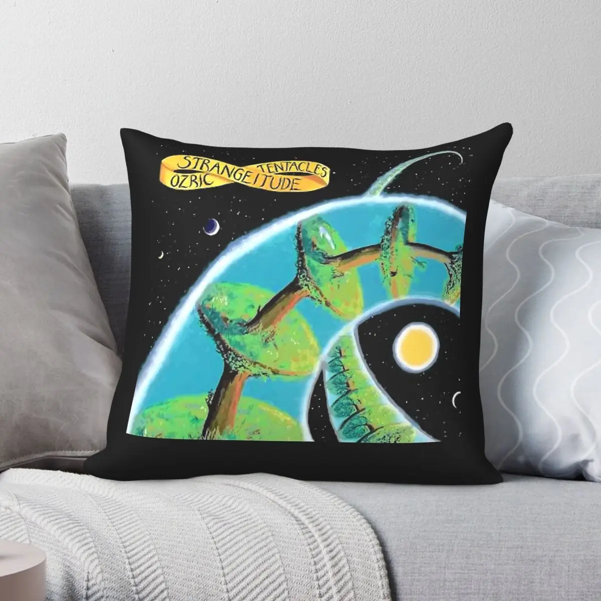 Ozric Tentacles Strangeitude Kissenbezug, Polyester, Leinen, Samt, Muster, Reißverschluss, dekorativer Kissenbezug, Raumkissenbezug, Großhandel