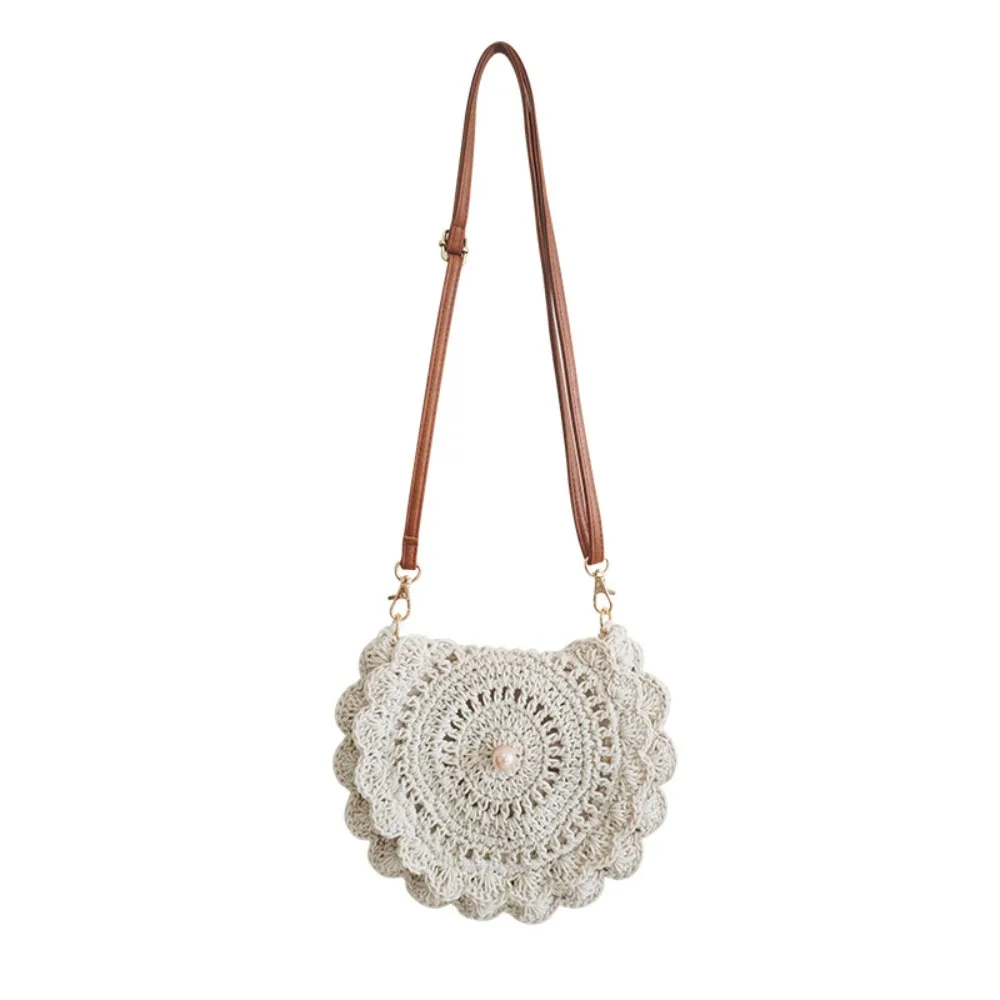 

Flower Edge Cotton Thread Woven Bag Hollowed Out Large Capacity Ethnic Style Woven Bag Breathable Lightweight
