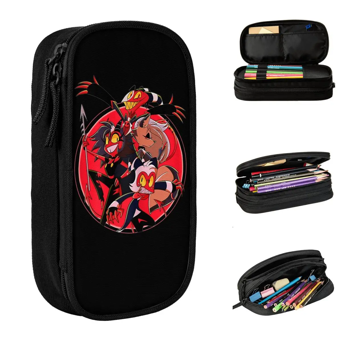 

Hazbins Hotels Cartoon Pencil Cases Creative Helluva Pen Holder Bag Girls Boys Big Capacity Office Gifts Pencil Pouch