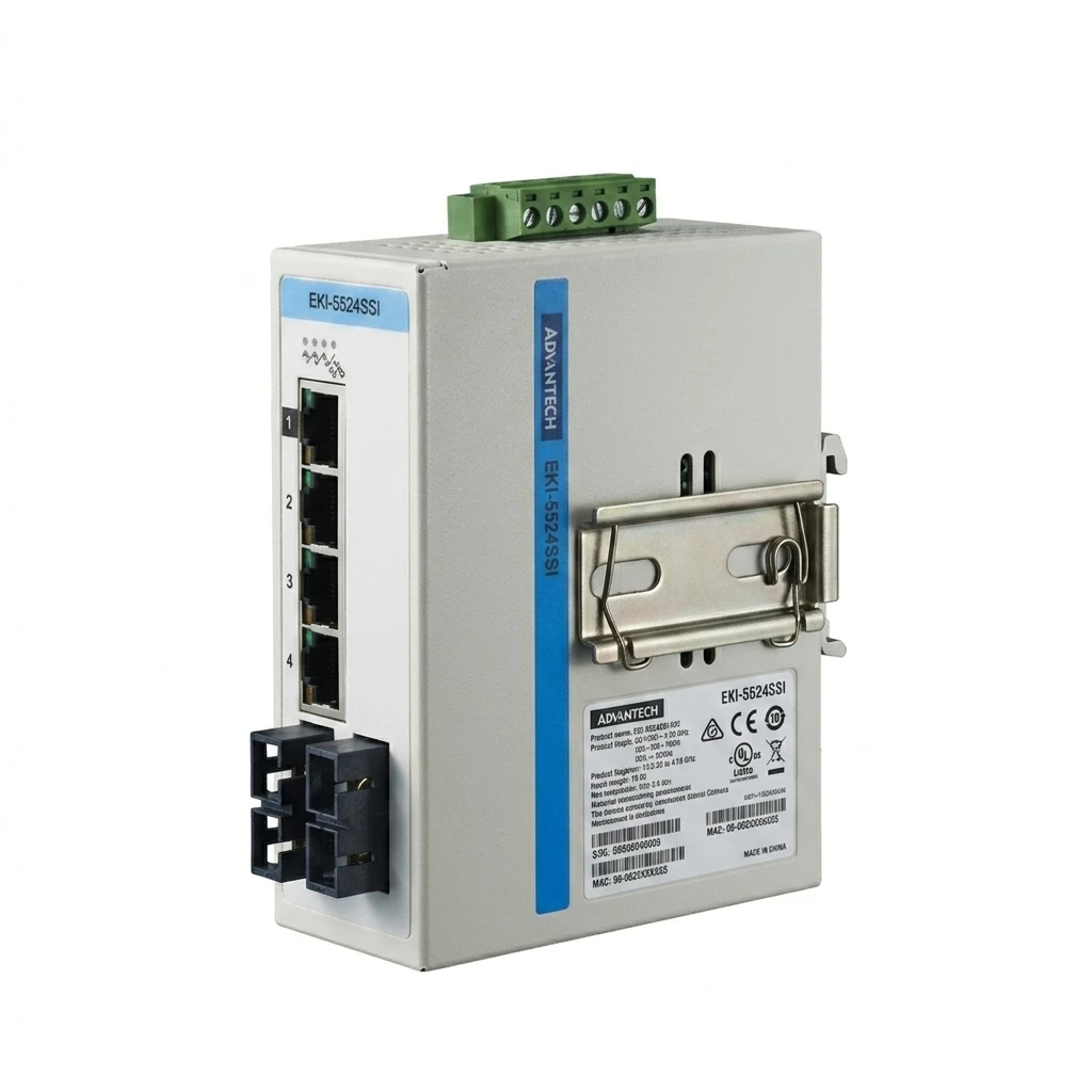Advantech EKI 5524SSI 4 Port 2x100FX Port Fast Ethernet ProView Industrial Switch