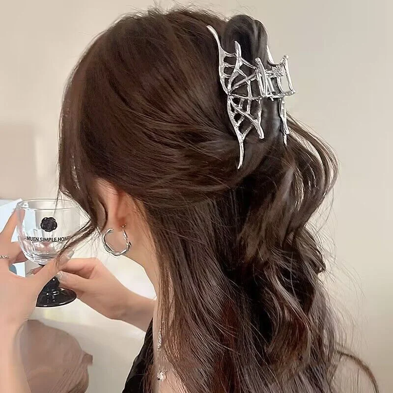 New Trendy Spider Hair Claw Clamp Vintage Silver Black Color Hair Clip Women Fashion Hairpins Hair Accessories 2024 New Headwear