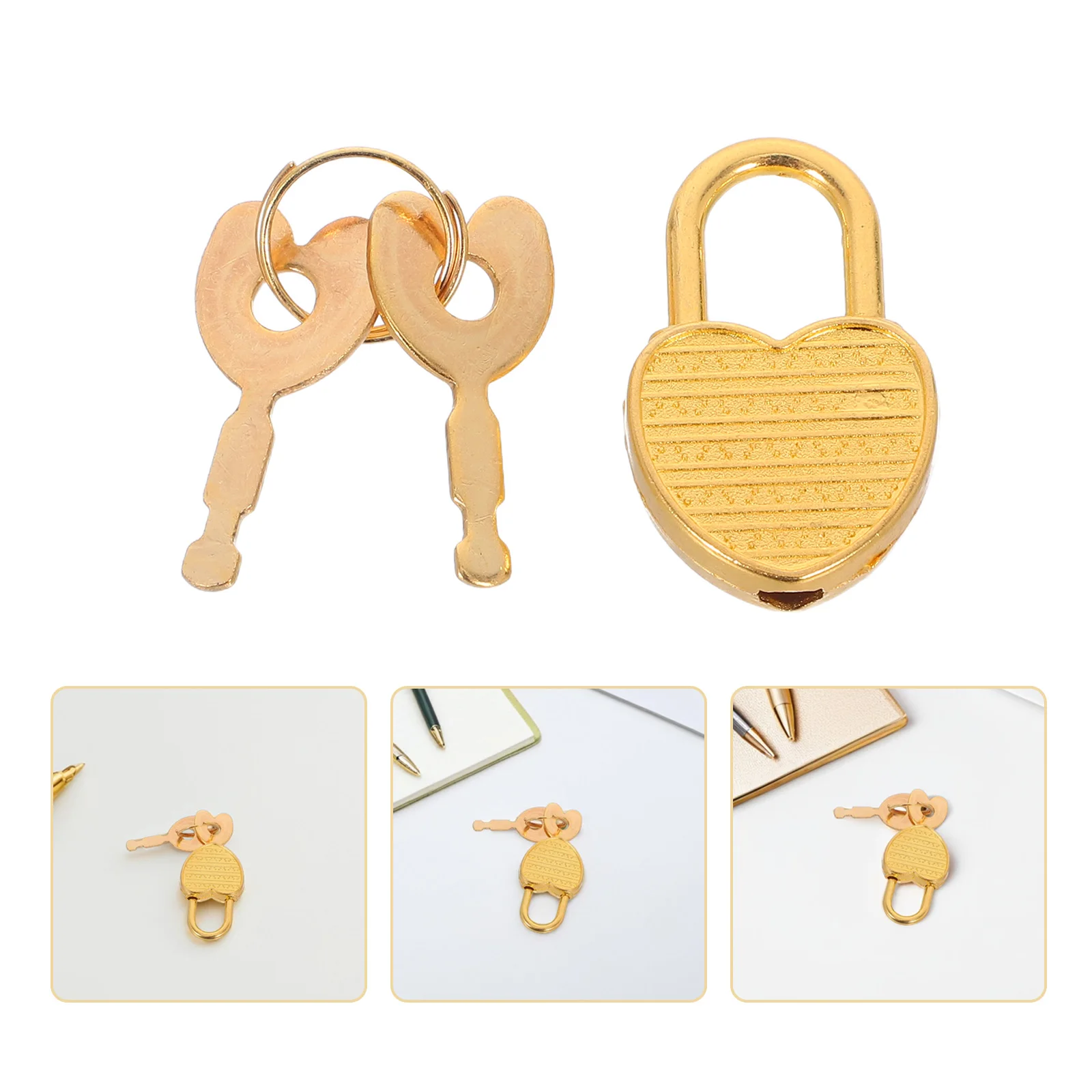 

12 Sets Heart-shaped Lock Notebook Security Padlock Mini Gold Lockable Diary Box