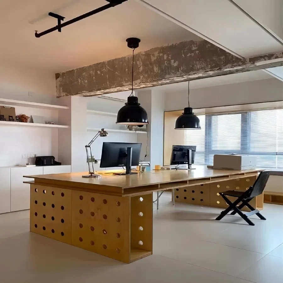 Fashion Rectangle Modern Simple Conference Office Birch Ocean Board Solid Wood Workbench