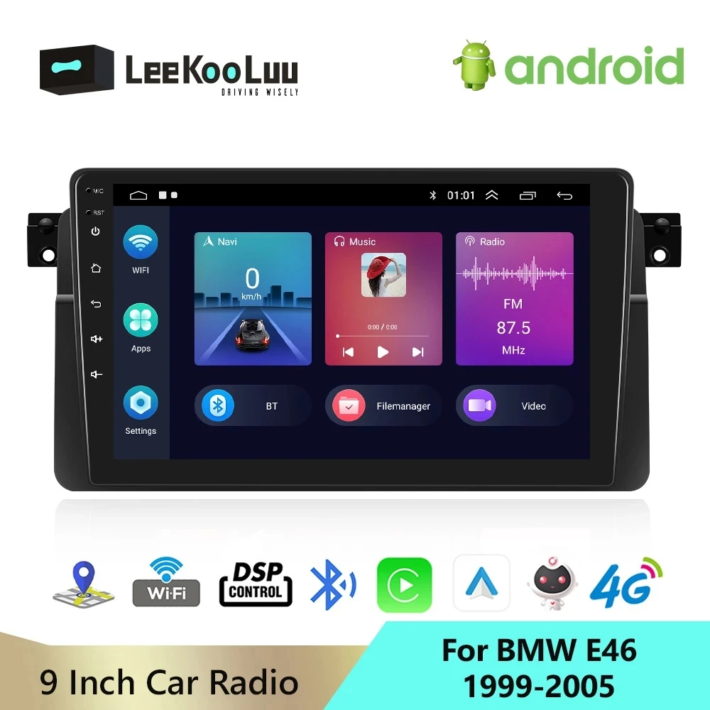 

LeeKooLuu Android Autoradio 2 Din Car Radio GPS Navigation Multimedia Video Player 4G WiFi DSP Carplay For BMW E46 M3 1999-2005